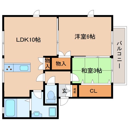 生駒駅 徒歩5分 2階の物件間取画像